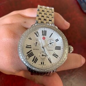 MICHELE Diamond Dial Round Face Chronograph 0.60ct Ladies Watch